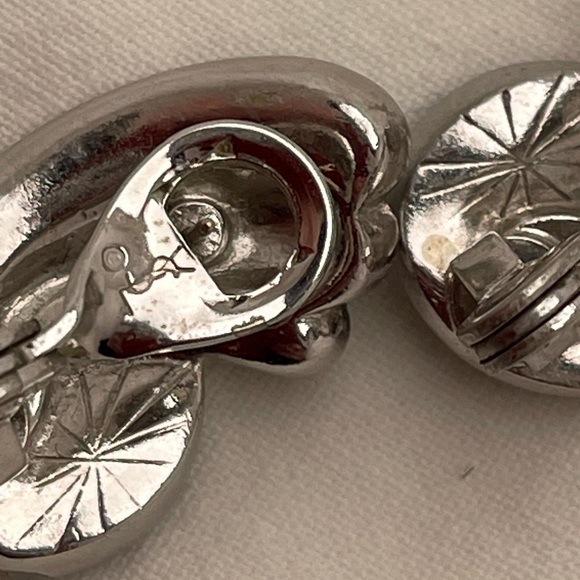 Vintage Signed Yves St Laurent YSL Rhinestone French Clip Earrings 1980s - Picture 7 of 8